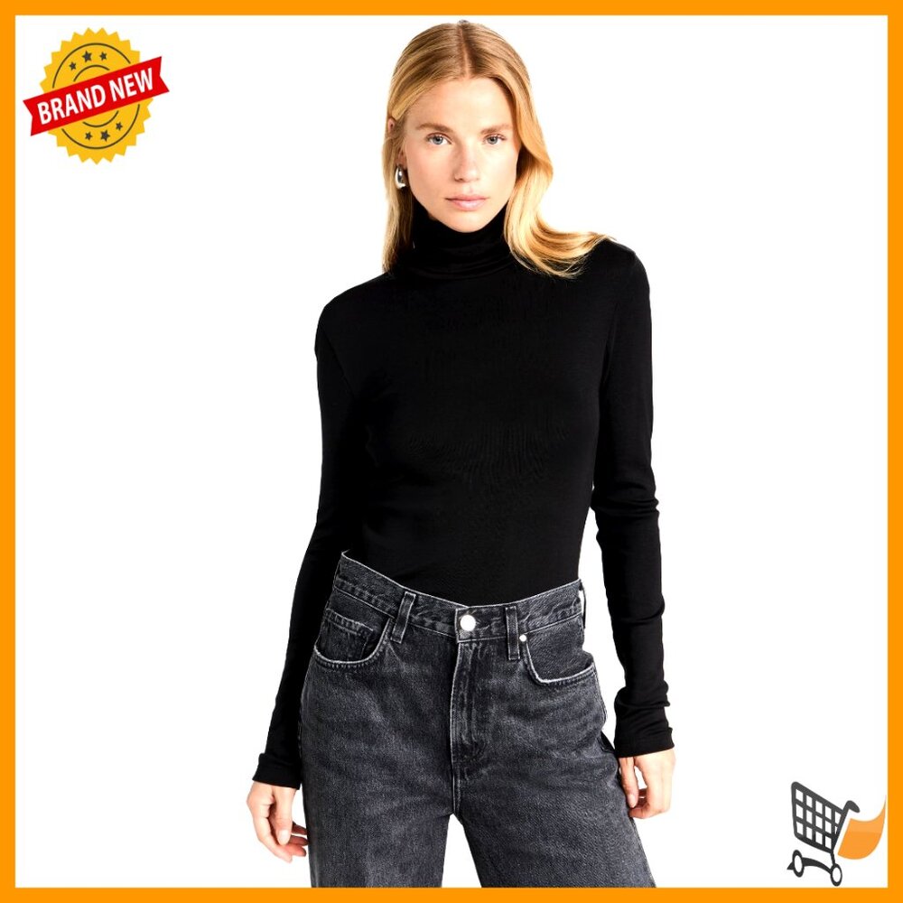 Classic Cotton Turtleneck Long Sleeve Jersey Minimal Chic Everyday Wear